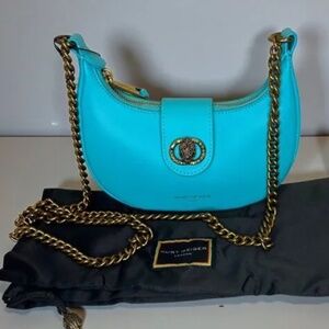 Kurt Geiger London Small Leather Chelsea Hobo Crossbody bag in Turquoise/Teal